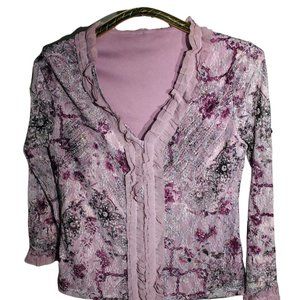 Mauve Zipper Front Ladies' Cardigan